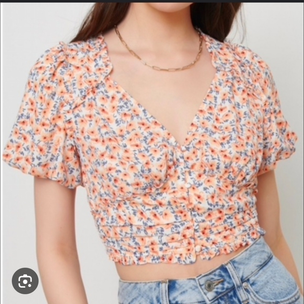 Dynamite Orange and White Crop Top - Picture 2 of 9